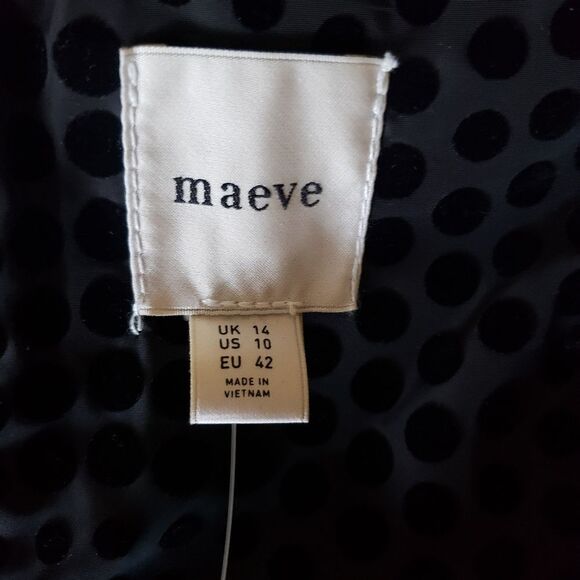 Maeve Taffeta Textured Velvet Polka Dot Skirt Black Size 10 Party Cocktail Skirt - Picture 11 of 14